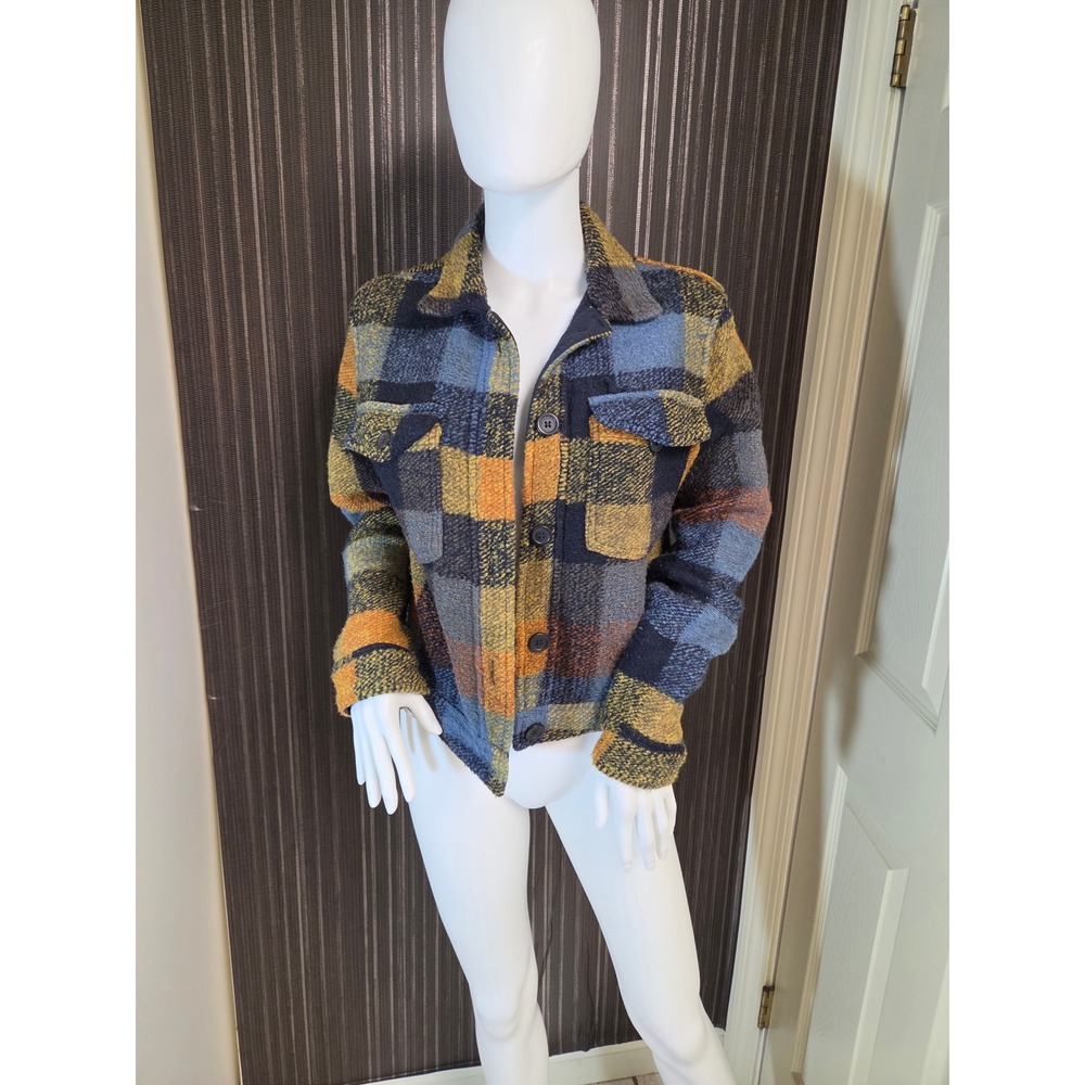 House of Harlow 1960 Wool Blend Plaid Shacket Jacket Multicolor XS
